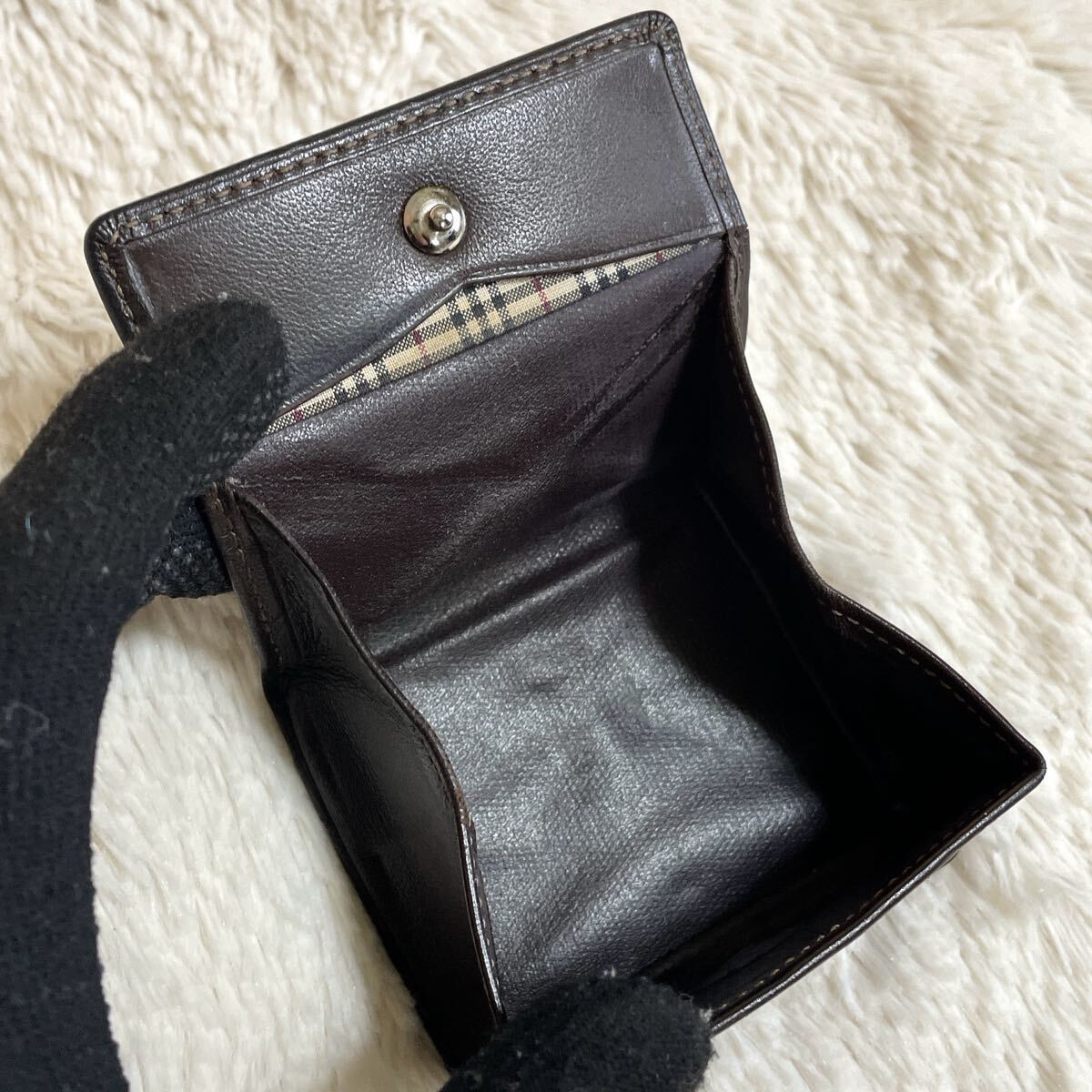 希少 BURBERRY バーバリー オールレザー ロゴ コインケース 小銭入れ