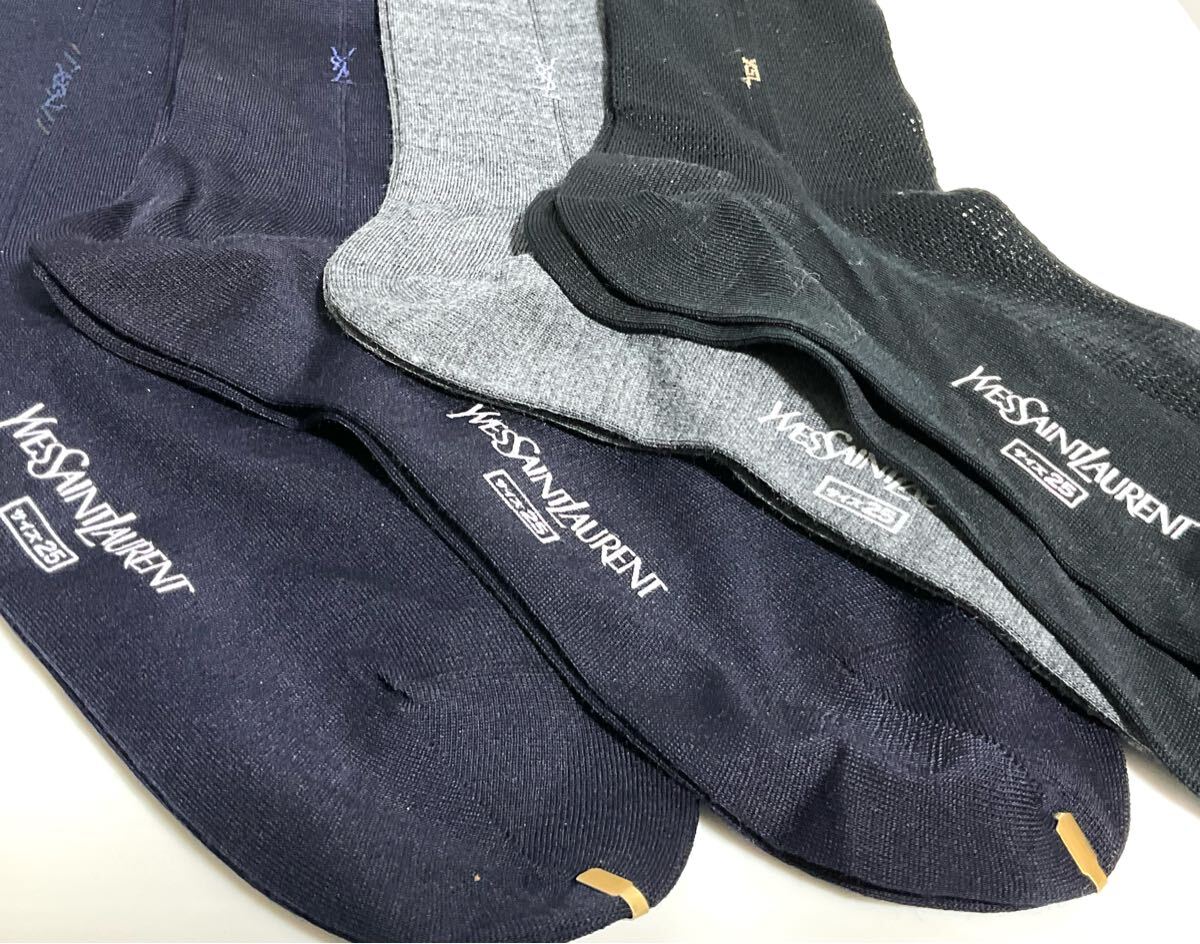 x 未使用 イヴサンローラン メンズ ソックス 靴下 4足セット まとめ ビジネス 紳士用 25㎝ 送料185円?