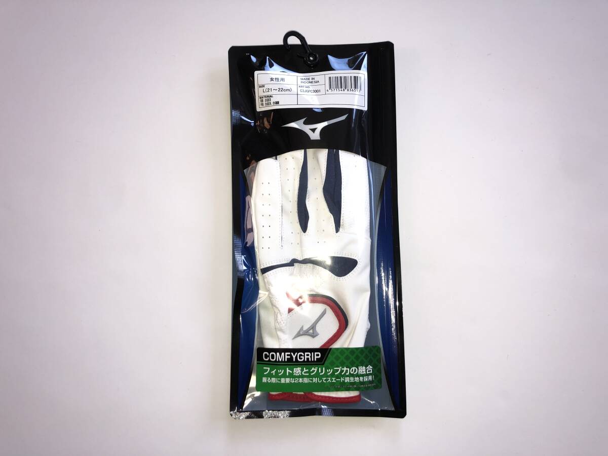 22%off!! 2025 год новый товар! Mizuno перчатки COMFYGRIP( обе рука )( парк для гольфа ) белый × темно-синий × красный L размер 