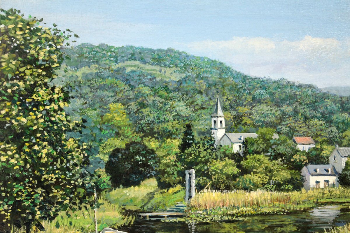 2024-25 秋冬新作  吉本哲 「ソバの花咲く小川」 北海道画廊 - 絵画 油絵・油彩画 絵画+タペストリー