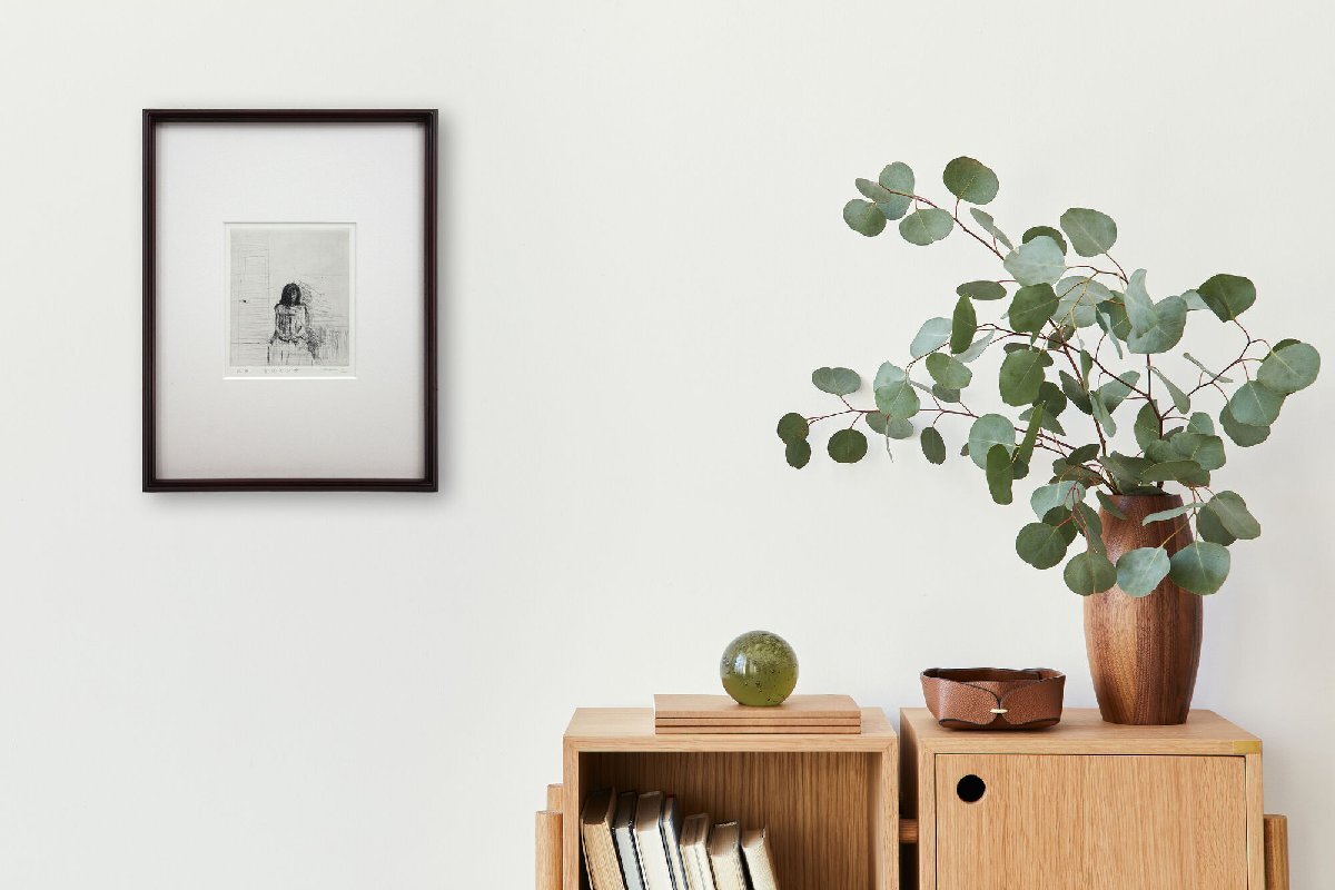 大津英敏 「室内の少女」 銅版画 絵画 - 北海道画廊