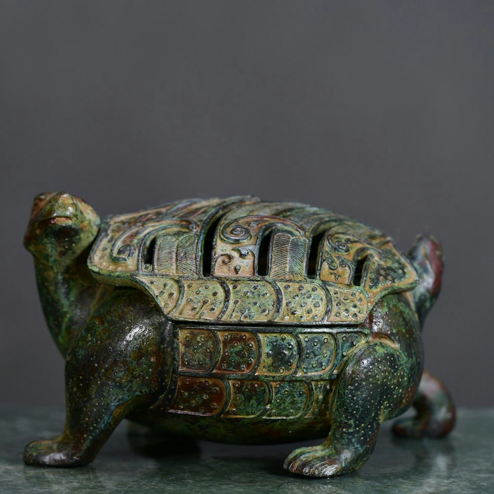 □観心・時代旧蔵□G2468戦漢時代 青銅器 青銅亀薫 細密細工☆古 □観心・時代旧蔵□G2468戦漢時代 青銅器 青銅亀薫 細密細工☆古