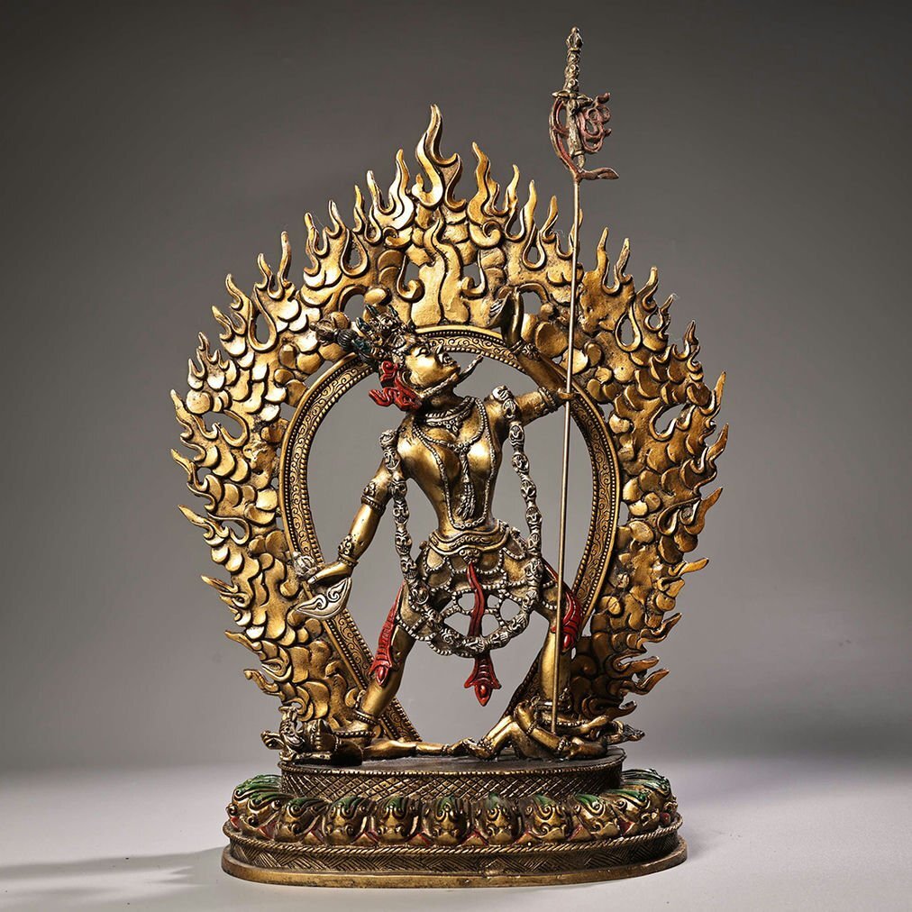 □観心・時代旧蔵□B2434清時代 仏教古美術 チベット密教 銅製