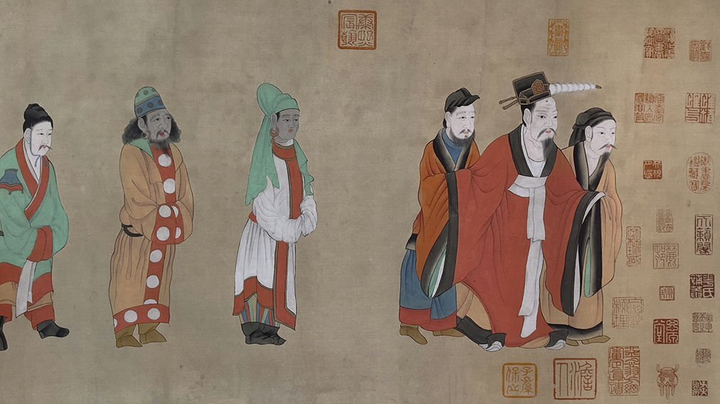 □観心・時代旧蔵□B2477中国古書道 唐代 閻立本 絹本 王会図 □観心・時代旧蔵□B2477中国古書道 唐代 閻立本 絹本 王会図