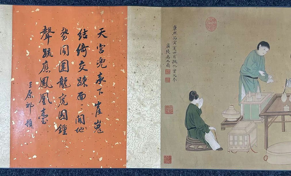 □観心・時代旧蔵□B2577中国古書道 清 禹之鼎 群樂図長卷 書画 □観心・時代旧蔵□B2577中国古書道 清 禹之鼎 群樂図長卷 書画