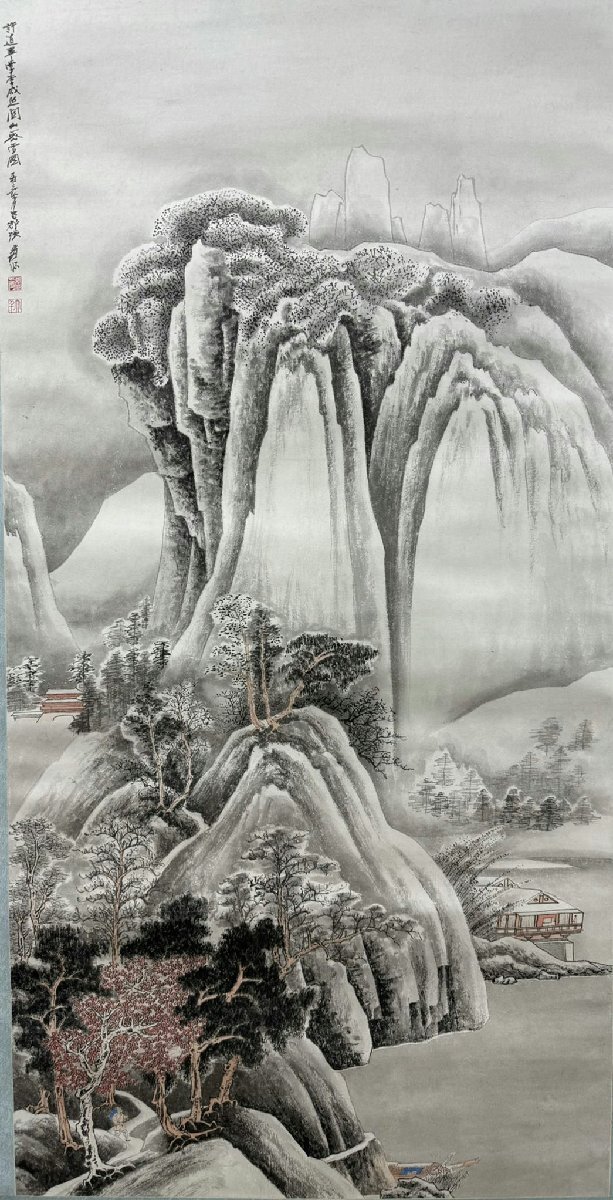 □観心・時代旧蔵□K1587中国古画 張大千 関山密雪図 掛け軸 □観心・時代旧蔵□K1587中国古画 張大千 関山密雪図 掛け軸