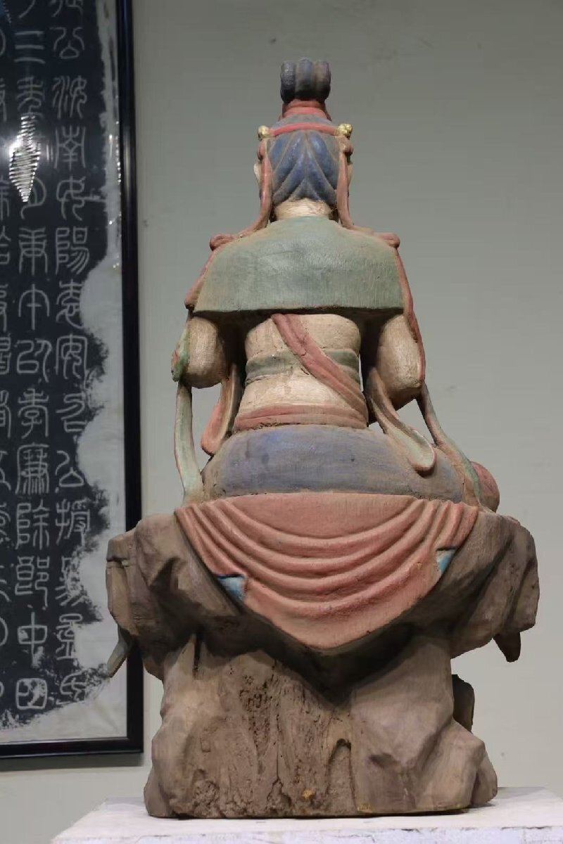 ■観心?時代舊蔵■K9513明時代 楠木菩薩造像 楠木細密彫★仏教古美術★仏像★廃寺舊蔵★廃寺買出品 高さ80cm