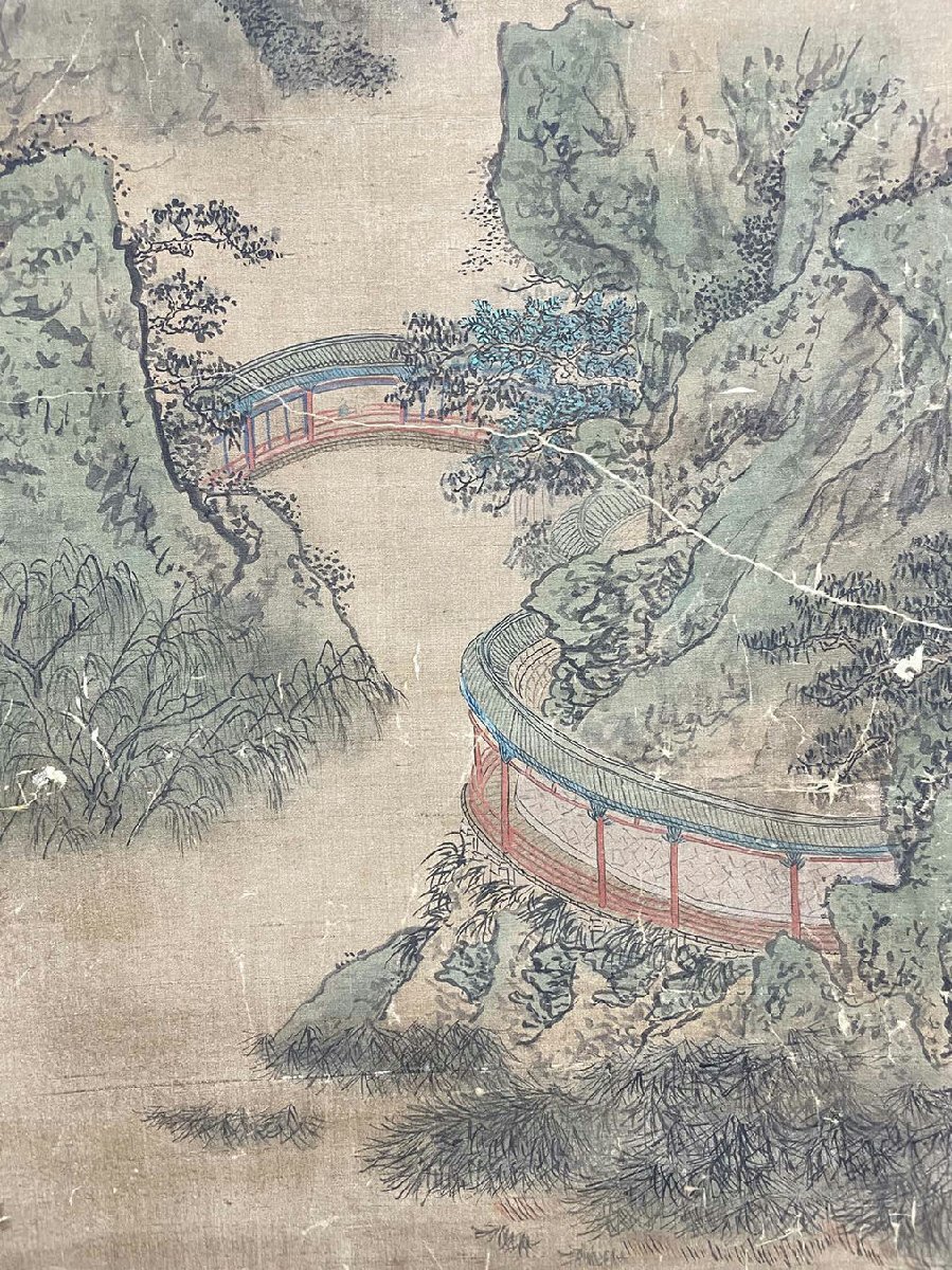 □観心・時代旧蔵□B2493中国古書道 袁江 絹本 12條屏山水 □観心・時代旧蔵□B2493中国古書道 袁江 絹本 12條屏山水