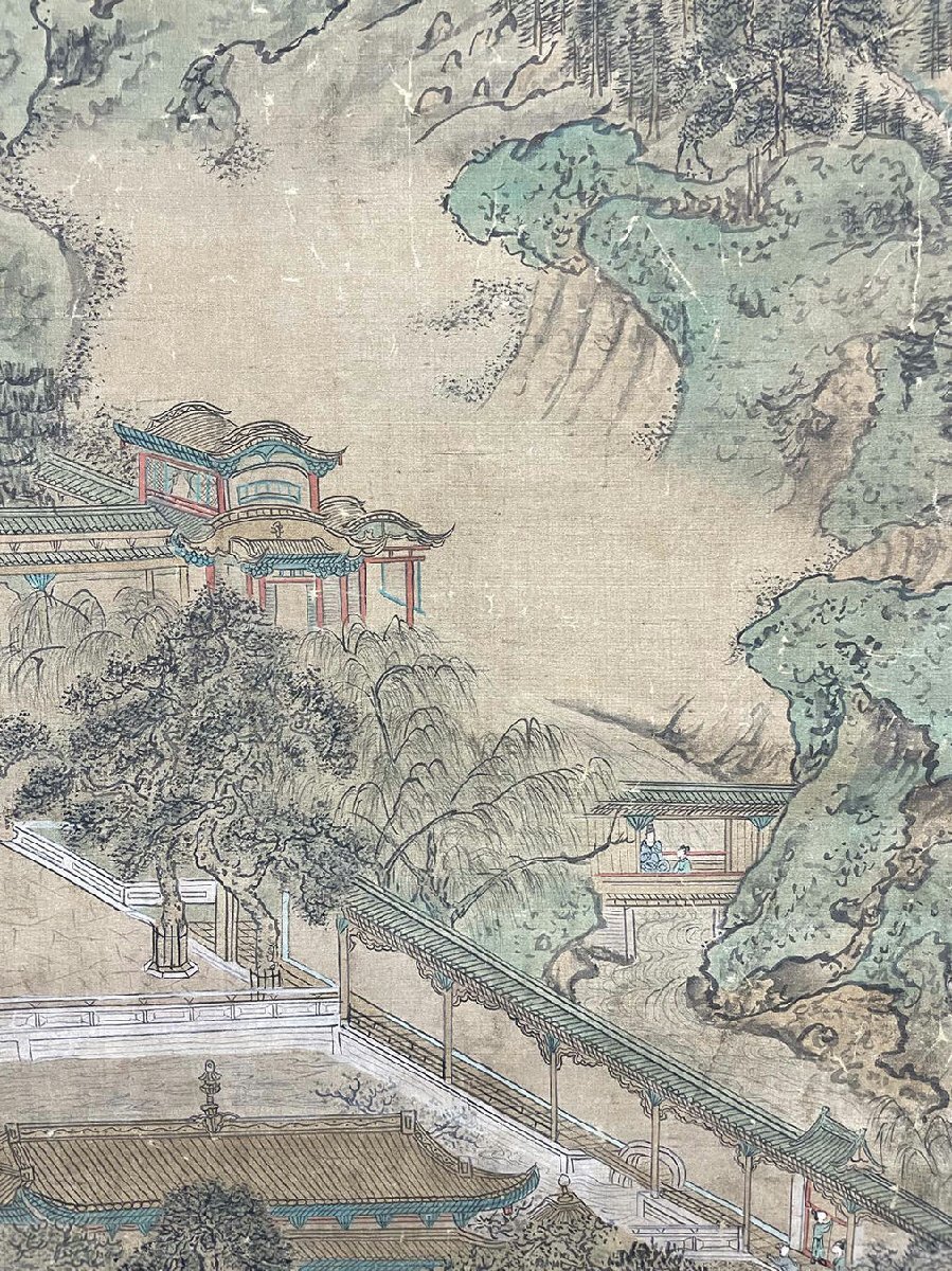 □観心・時代旧蔵□B2493中国古書道 袁江 絹本 12條屏山水 □観心・時代旧蔵□B2493中国古書道 袁江 絹本 12條屏山水