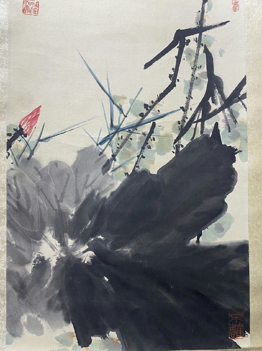□観心・時代旧蔵□G2532中国古書道◇潘天寿 花卉 掛け軸 書画 □観心・時代旧蔵□G2532中国古書道◇潘天寿 花卉 掛け軸 書画