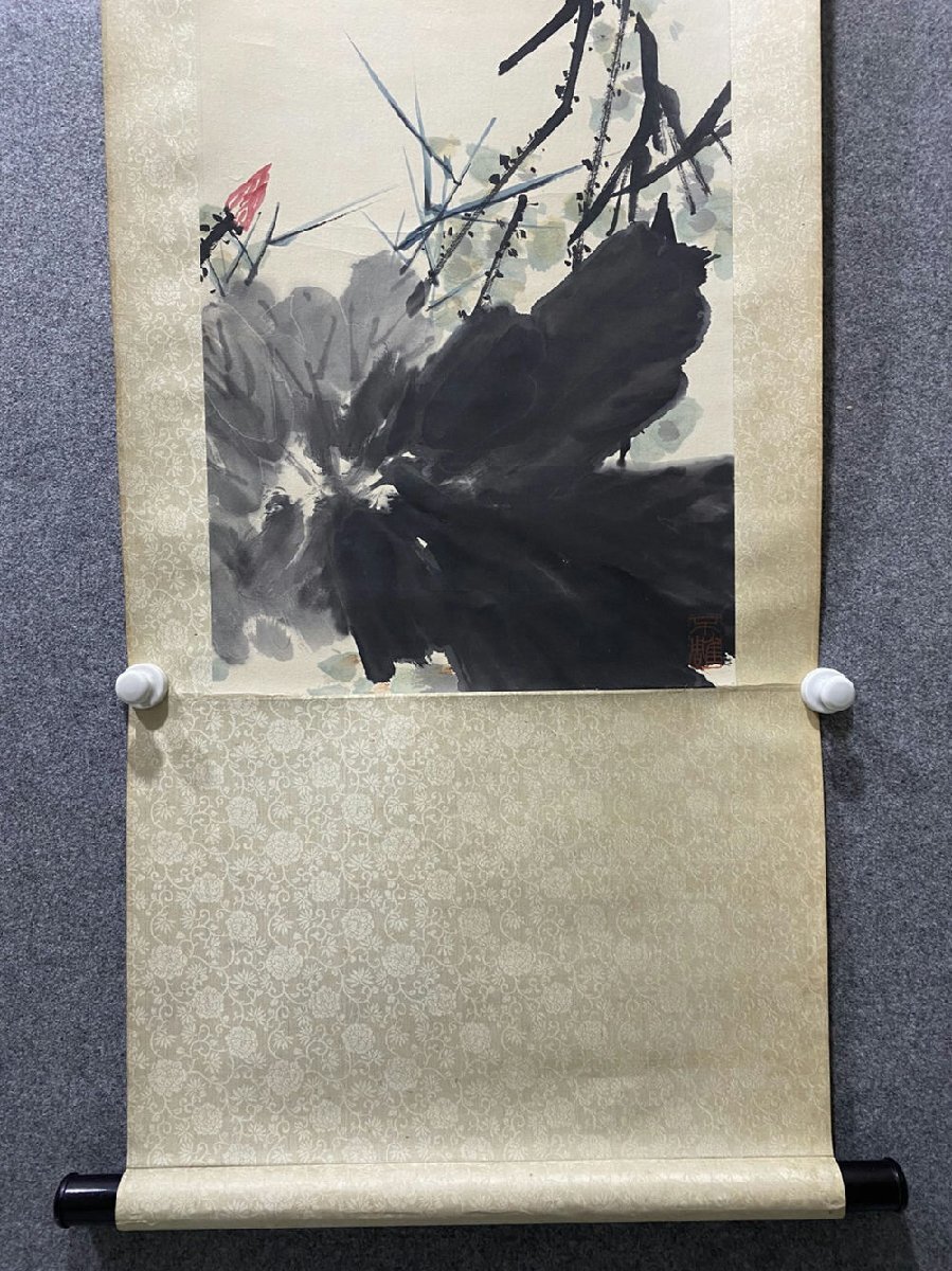 □観心・時代旧蔵□G2532中国古書道◇潘天寿 花卉 掛け軸 書画 □観心・時代旧蔵□G2532中国古書道◇潘天寿 花卉 掛け軸 書画