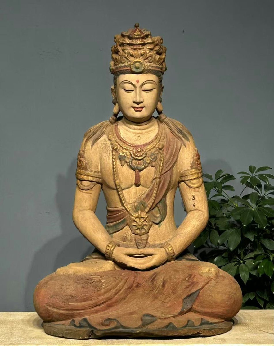 ■観心?時(shí)代舊蔵■K1292明時(shí)代 楠木観音菩薩 楠木細(xì)工彫刻★仏教古美術(shù)★仏像★細(xì)密細(xì)工★廃寺舊蔵★廃寺買出品