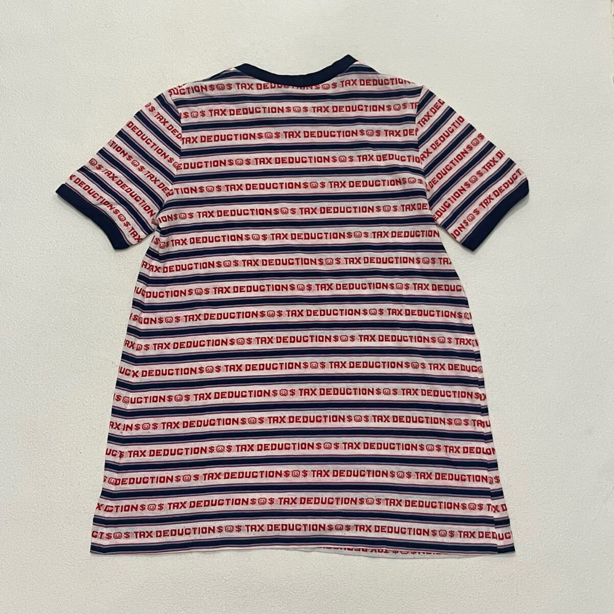 h211 70 年代 ビンテージ TAX DEDUCTION ボーダー リンガー Tシャツ トリコ スマイル ドル 柄 70s vintage