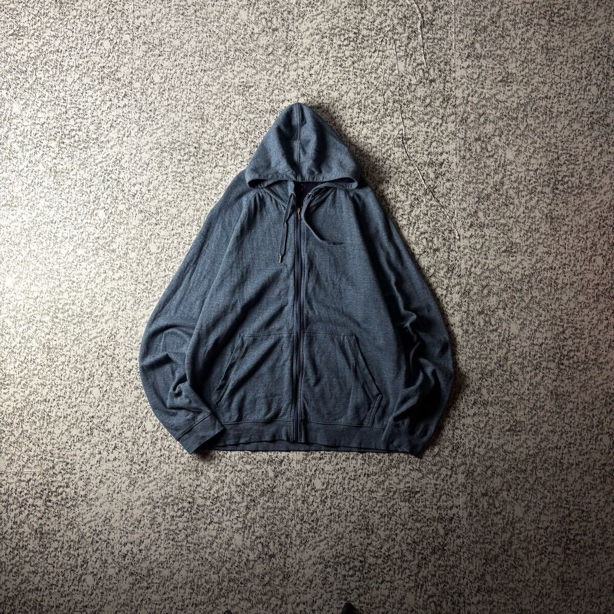 【ノームコア】L.L.Bean 無地ビッグシルエット フルジップフーディー 薄手 くすみネイビー XLサイズ パーカー フーディー