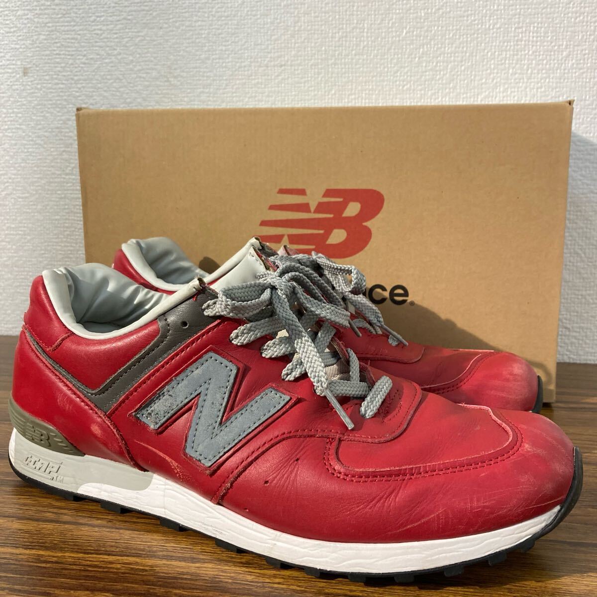 New Balance ニューバランス スニーカー M576 RED レザー レッド系 約27.5cm 中古品