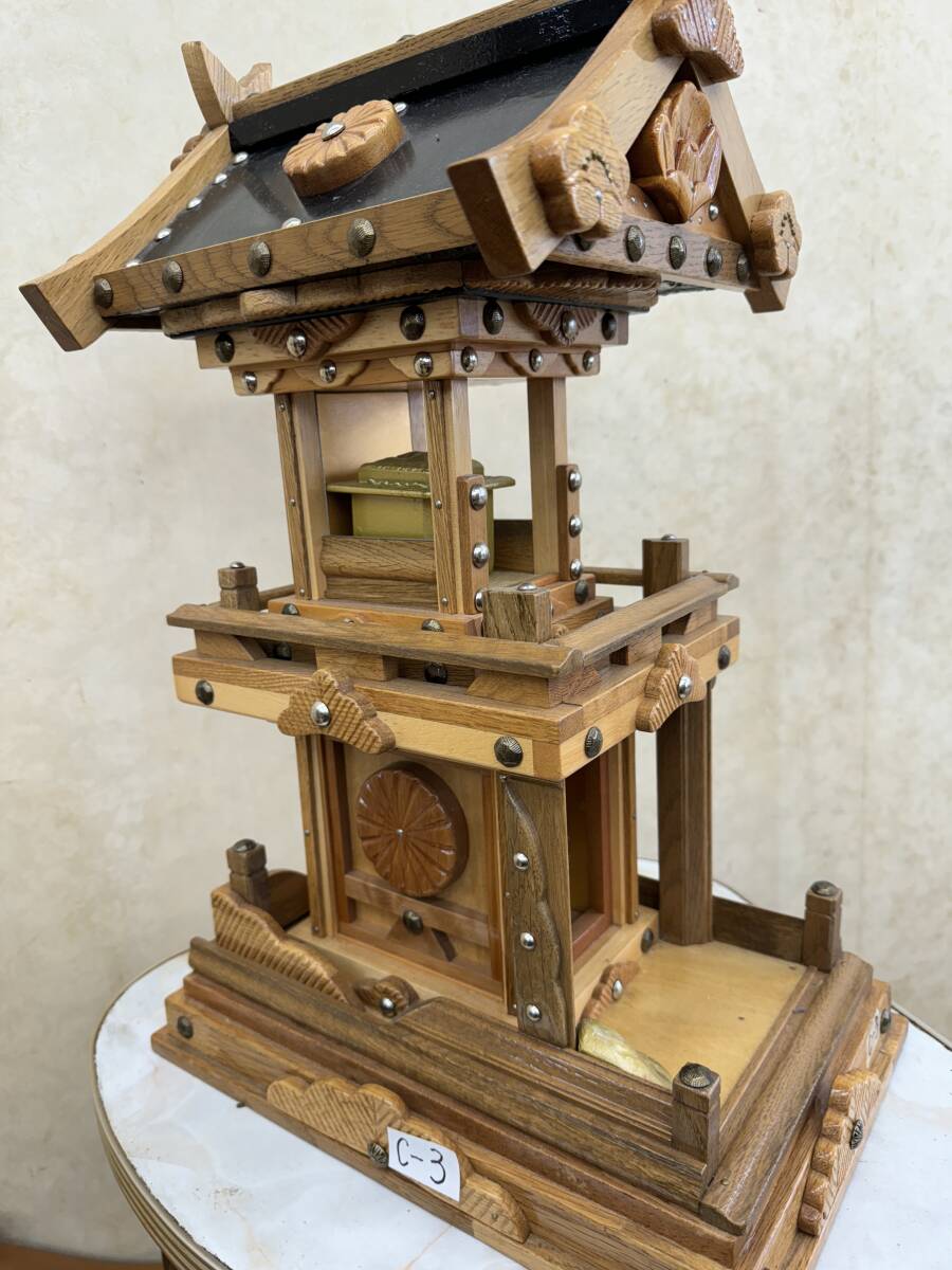 【独法師】C-3 模型手製 手製山鉾 笠鉾 社殿 拝殿 神具神棚 手造レア1点物 独法師】c-3 模型手製山鉾 笠鉾 社殿 拝殿神具神棚 手造