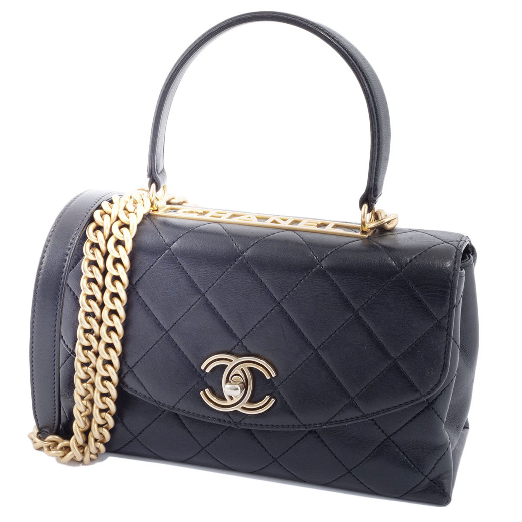  Chanel matelasse 2WAY ручная сумочка сумка на плечо кожа черный Gold металлические принадлежности женский Logo plate CHANEL[ б/у 