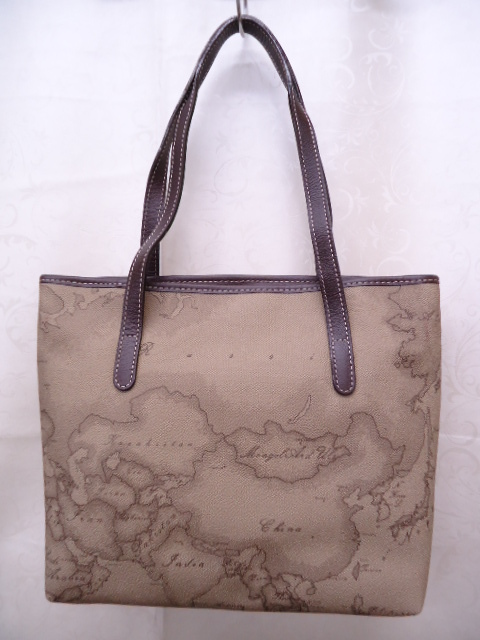 【KCM】prima★ワケあり未使用品★【PRIMA CLASSE/プリマクラッセ】トートバッグ　地図柄　グレージュ系/ブラウン　N174 9130