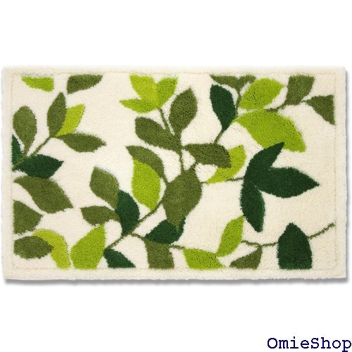 オカ OKA 玄関マット リーフグリーン コーナー吸着 約45×75cm アイボリー 日本製 ウィルトン織り 13491