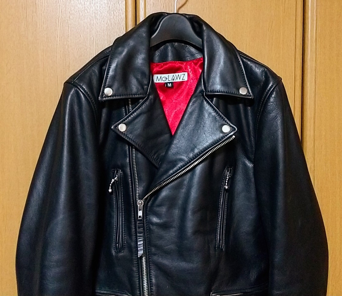 Mo-LAWZ ダブルライダースジャケット ブラック 黒 牛革 M 666 Lewis Leathers 36 38 ライトニング UKライダース ロンジャン 