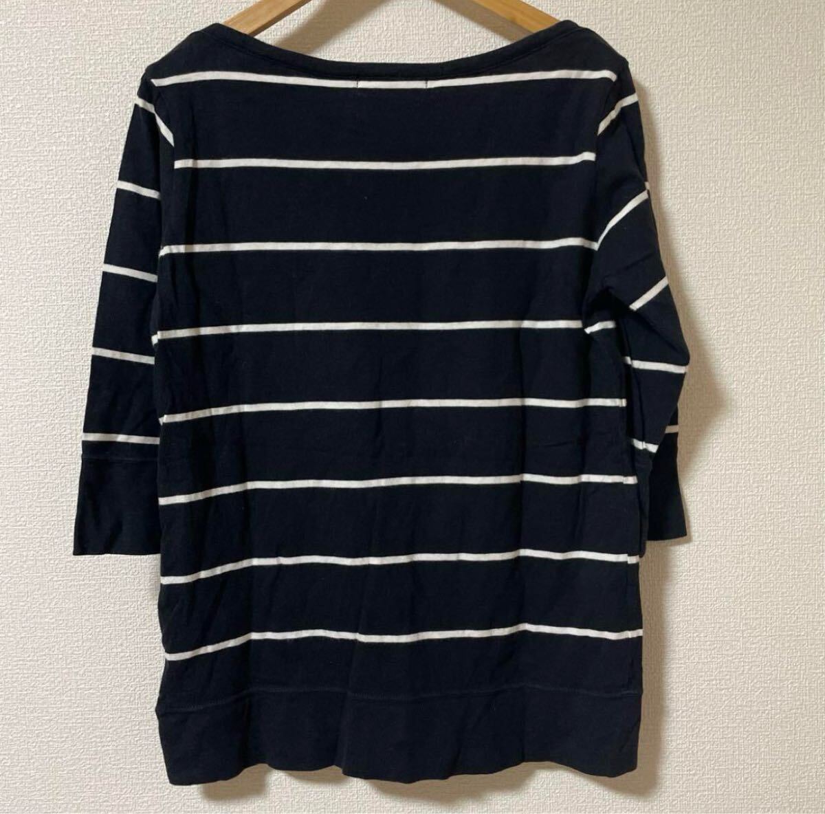 ★送料無料★ 即決　レディース　トップス　ストライプ 五分袖 トップス ネイビー/ホワイト　サイズＦ　moussy_画像6