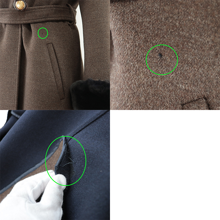 【美品】FENDI フェンディ メルトン コート リアルファー ダブルブレスト ウール アンゴラ カシゴラ ベルト付き レディース 40 茶 付屬有