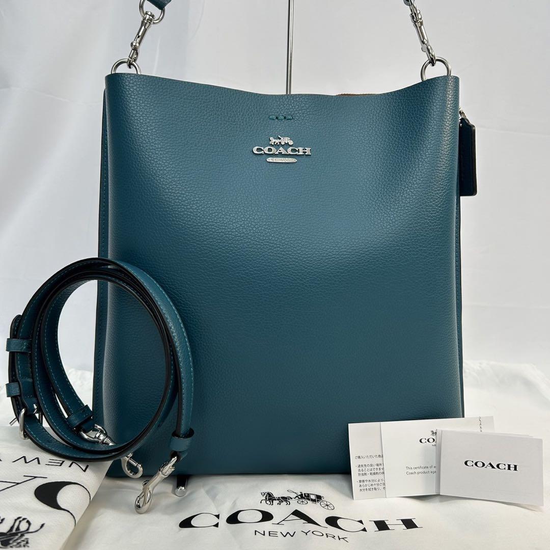 【使用回数1回/新品同様】COACH コーチ CF339 モリー 2way ショルダーバッグ ハンドバッグ レザー チャーム 斜め掛け グリーン レディース