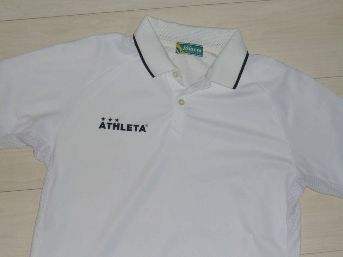 処分！アスレタATHLETA　Mサイズ　半袖ポロシャツ　ホワイト　中古良品　きれいです