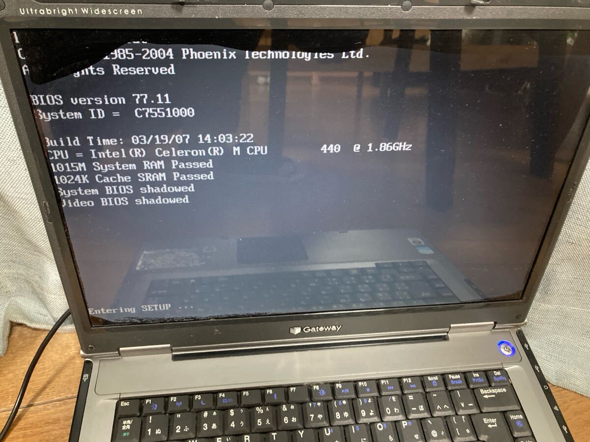 25-0025K ジャンク 1円 通電OK Gateway MT6225j CPU CeleronM 440 1.86GHz メモリ1GB HDD 100GB 15.4TFT