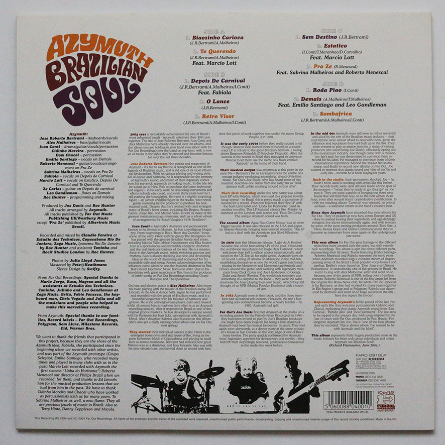 AZYMUTH ставрида японская msBRAZILIAN SOUL LP FAR OUT запись 2 листов комплект снят с производства бесплатная доставка редкость b радиоконтроллер Lien * Jazz большой . произведение JOSE ROBERTO BERTRAM