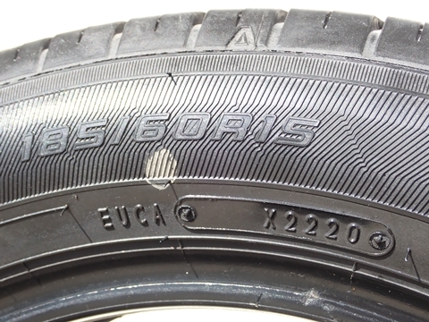 グッドイヤー 185/60R15 中古 タイヤ 4本 エフィシェントグリップ GOODYEAR EfficientGrip ECO EG01 2020年 車検 純正戻し 夏タイヤ_画像3