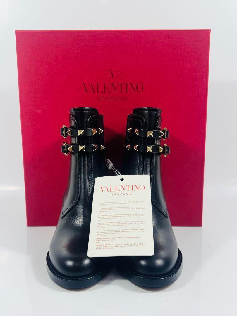 希少】VALENTINO スタッズ カーフレザー ショートブーツ 36 希少】VALENTINO スタッズ カーフレザー ショートブーツ 36