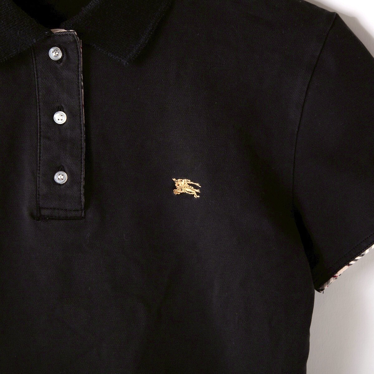 美品】Burberry バーバリー ポロシャツ ブラック Tシャツ ロゴ 美品】Burberry バーバリー ポロシャツ ブラック Tシャツ ロゴ