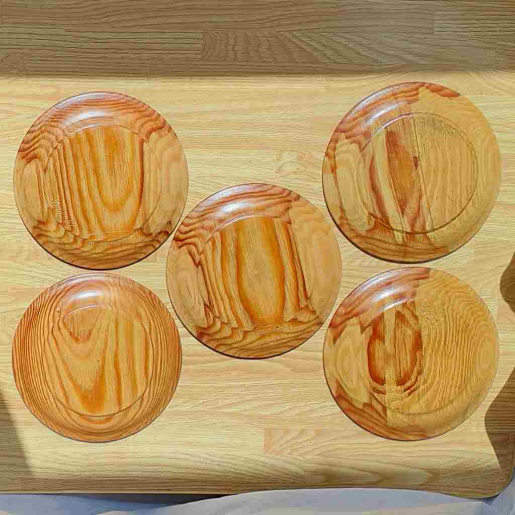 『4年保証』 コーヒー托 取り皿 5枚セット 幅15.7cm 肥松(コエマツ) 茶托 木工、竹工芸