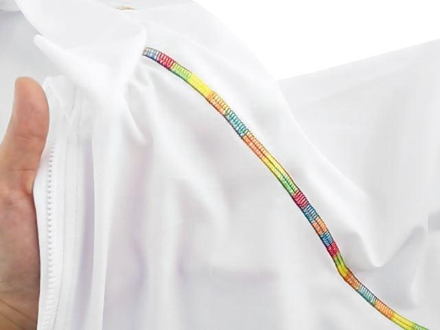 ラッシュガード レインボーステッチ レディース水著 大きいサイズ 3L ホワイト 送料250円