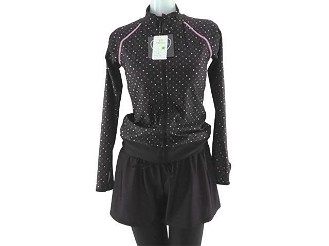 レディース水著 3點(diǎn)セット フィットネス 長袖 10分丈レギンス LLサイズ マルチドット柄 ブラック