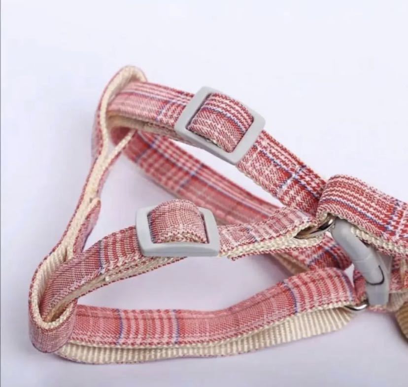 ペット用 リード ハーネス 胴輪 ２點(diǎn)セット 小型犬 犬服 貓服 レッド Ｓサイズ
