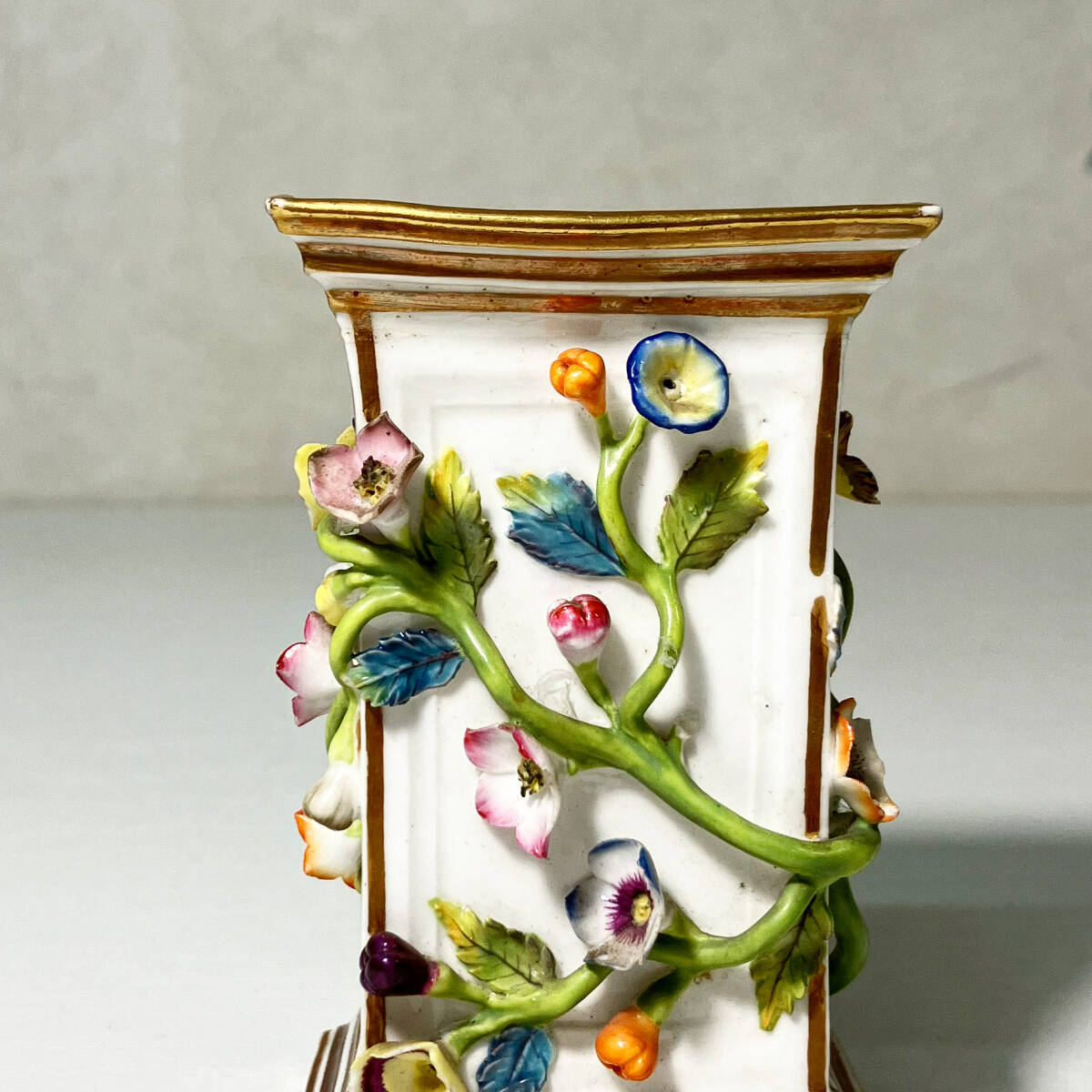 おすすめネット 京都⑥ Meissen マイセン 花文一輪挿 高さ：9.6cm ( オールド 花瓶・フラワースタンド