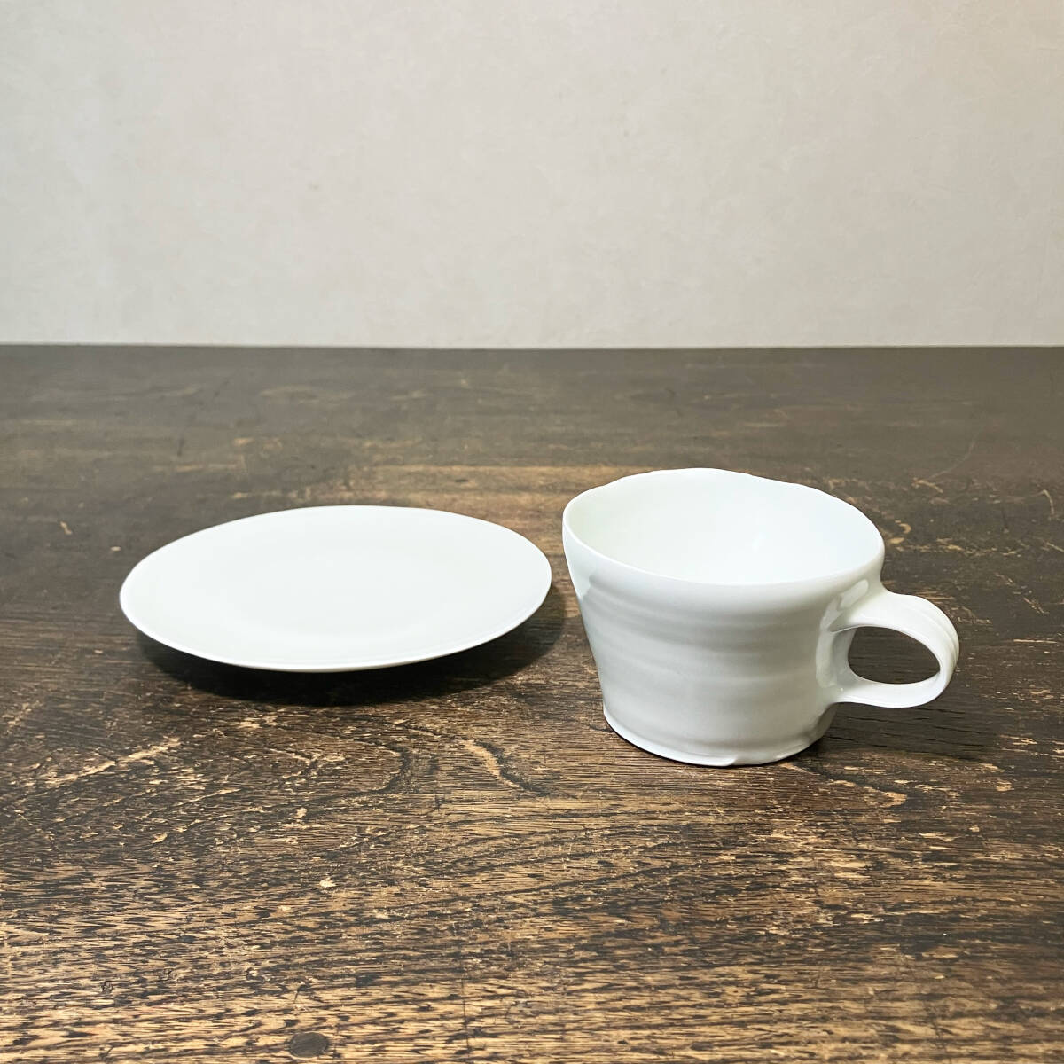 京都⑥ 旧家整理品31 黒田泰蔵 白磁コーヒー碗 カップ＆ソーサー