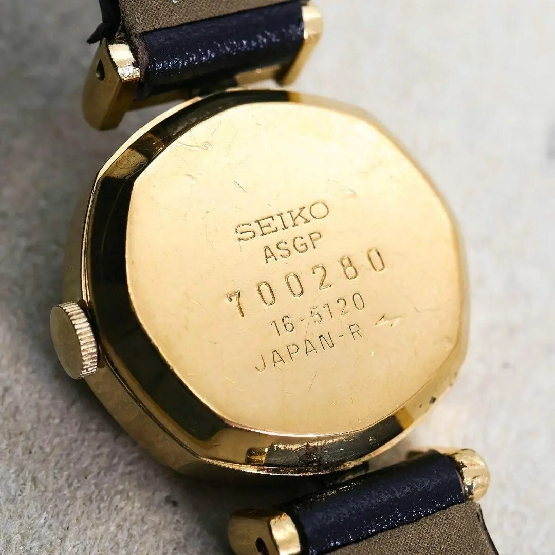 稼働 SEIKO 腕時計 アンティーク レザー ASGP 旧クォーツマーク 稼働 SEIKO 腕時計 アンティーク レザー ASGP 旧クォーツマーク