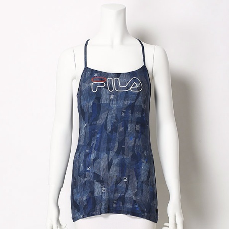 Mサイズ ネイビー 新品 FILA ヨガトップス ブラトップ YOGA ヨガウェア 水着 カップ付きキャミソール タンクトップ 水陸両用 送料無料