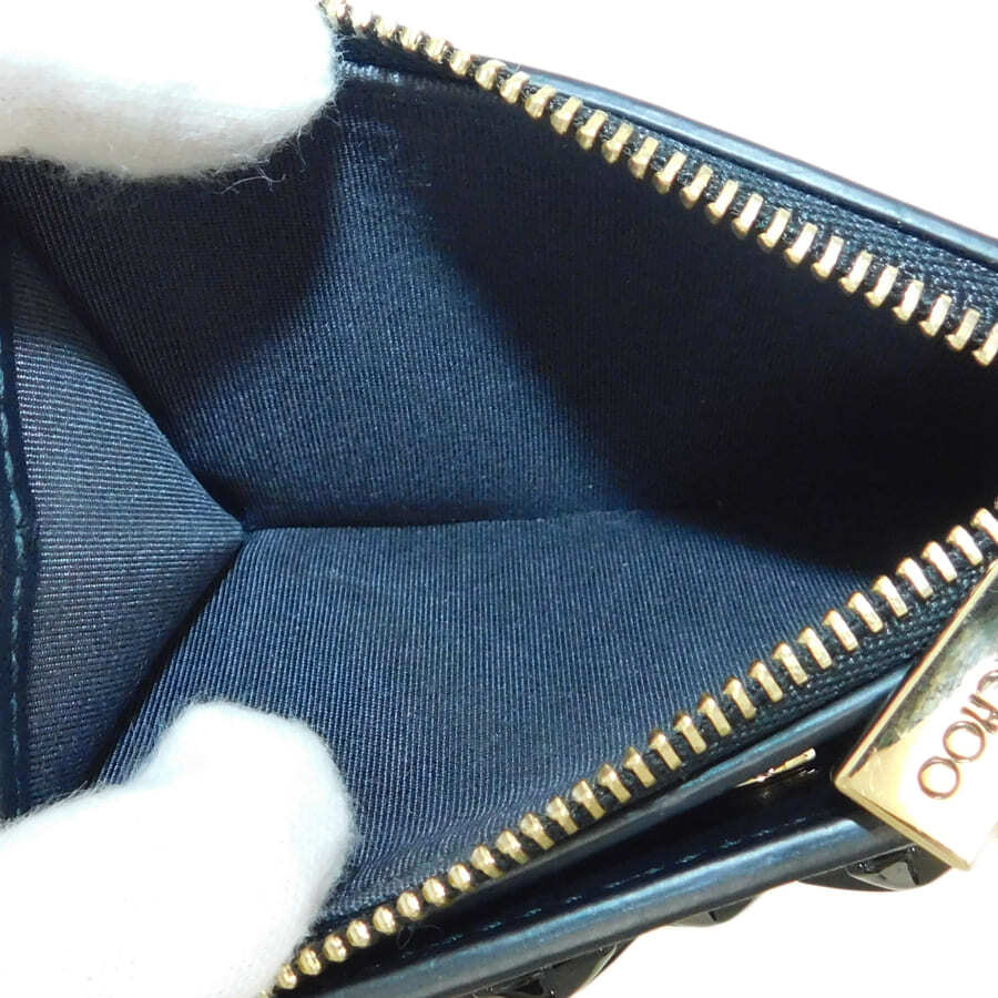  не использовался товар Jimmy Choo compact кошелек оттенок черного кожа заклепки модный симпатичный JIMMY CHOO