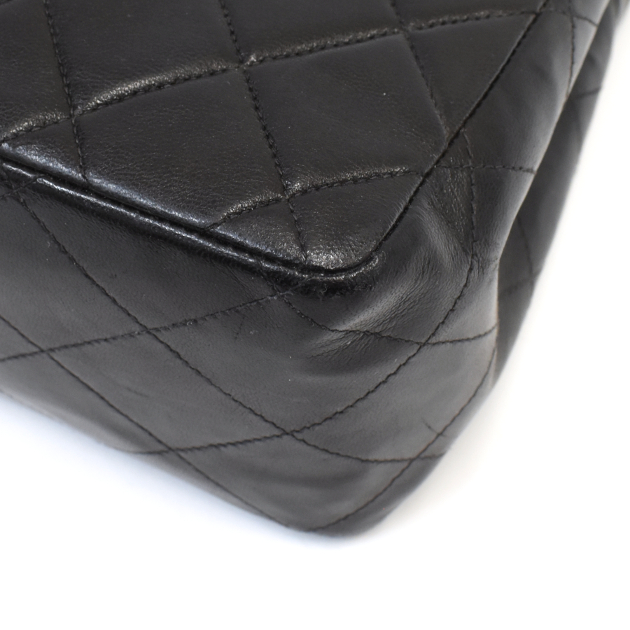シャネル チェーンショルダーバッグ マトラッセ30 ココマーク レザー ブラック シングルフラップ CHANEL