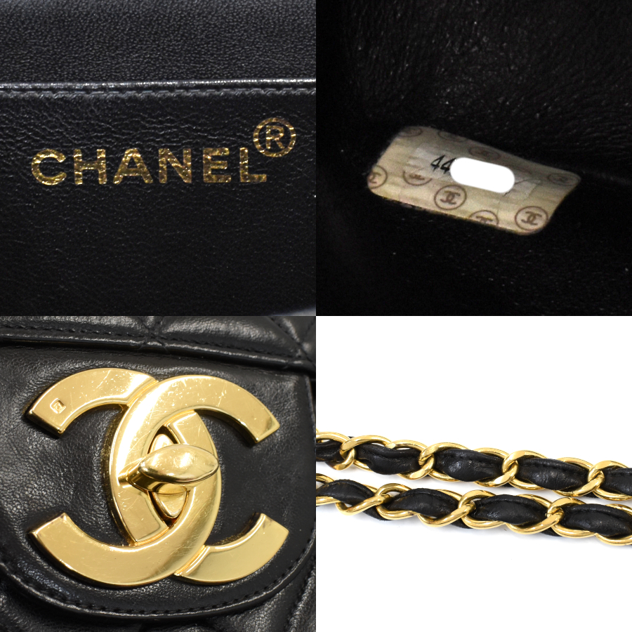 シャネル チェーンショルダーバッグ マトラッセ30 ココマーク レザー ブラック シングルフラップ CHANEL