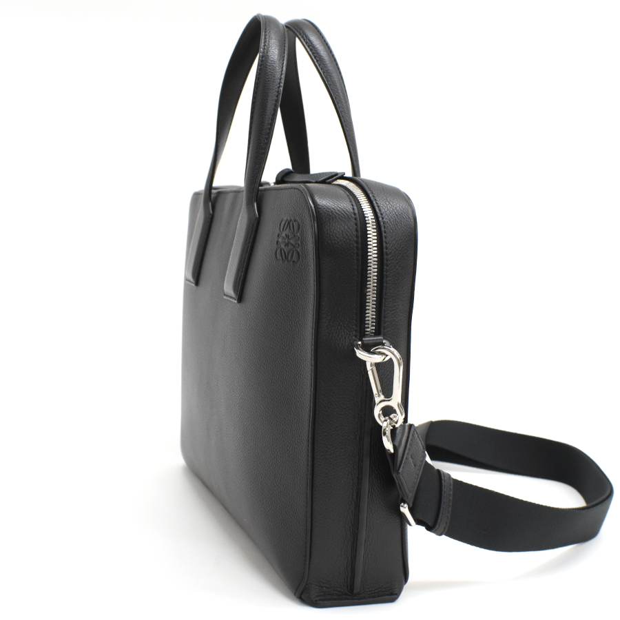 ロエベ ビジネスバッグ ゴヤ スリム ブリーフケース 337.12.P57 アナグラム レザー ブラック シルバー金具 LOEWE