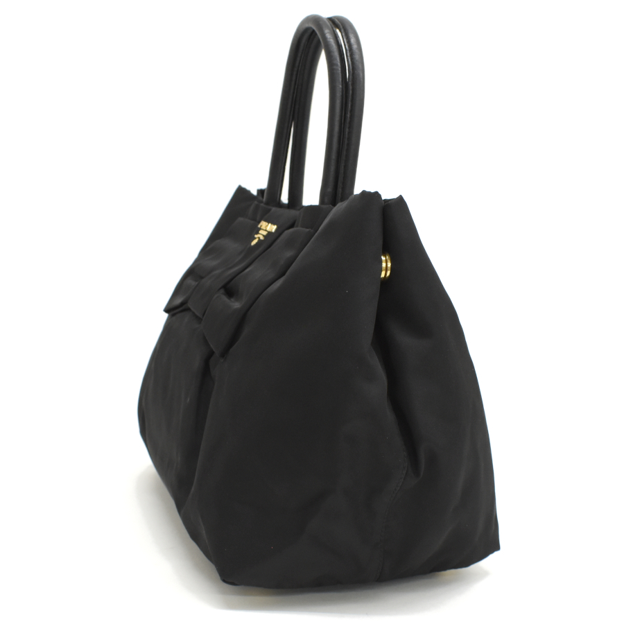  Prada большая сумка BN1601 TESSUTO FIOCCO нейлон черный Gold металлические принадлежности PRADA