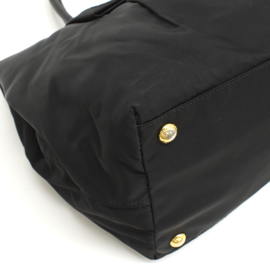  Prada большая сумка BN1601 TESSUTO FIOCCO нейлон черный Gold металлические принадлежности PRADA