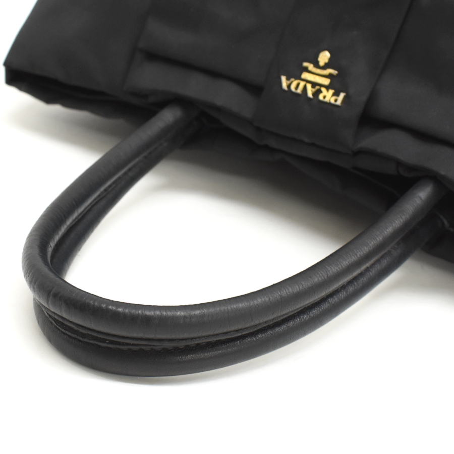  Prada большая сумка BN1601 TESSUTO FIOCCO нейлон черный Gold металлические принадлежности PRADA