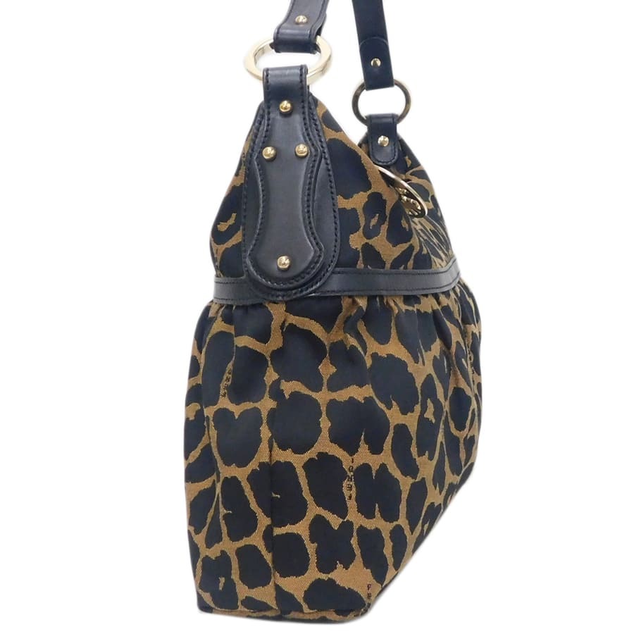 フェンディ セミショルダー ハンドバッグ アニマル柄 キャンバス×レザー 8BR448 FENDI