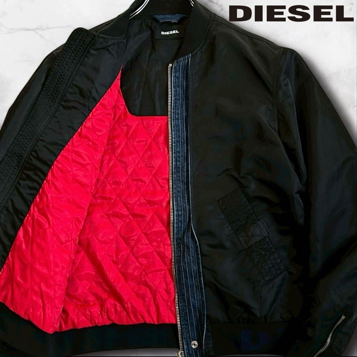 極美品/XL/デニム切替/近年モデル◎DIESEL MA-1 ボンバー 極美品/XL/デニム切替/近年モデル◎DIESEL MA-1 ボンバー
